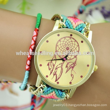 2015 New design handmade wooven fabric gift watch